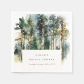 ウォーターエレガントカラーウッドランドフォレストブライダルシャワー スタンダードカクテルナプキン (正面)