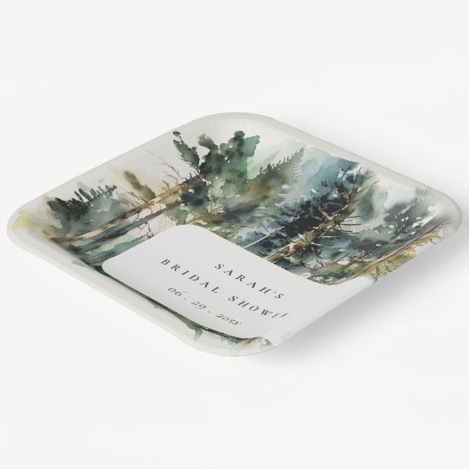 ウォーターエレガントカラーウッドランドフォレストブライダルシャワー ペーパープレート (傾斜あり)
