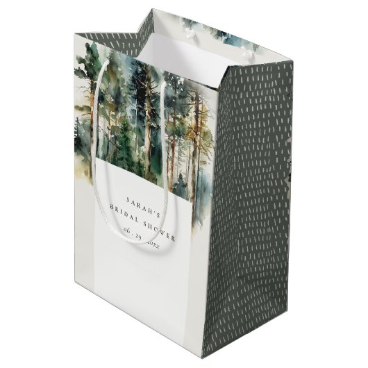 ウォーターエレガントカラーウッドランドフォレストブライダルシャワー ミディアムペーパーバッグ (裏面アングル)