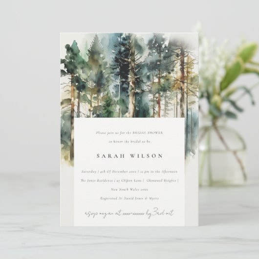 ウォーターエレガントカラーウッドランドフォレストブライダルシャワー 招待状 (スタンド正面)