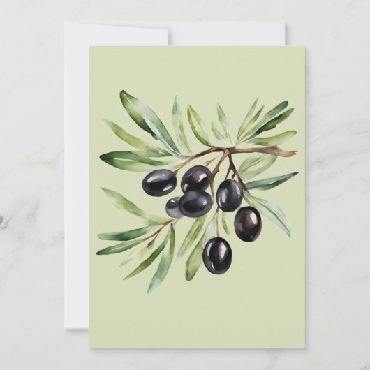 ウォーターエレガントカラーオリーブブランチブライダルシャワー 招待状 (裏面)