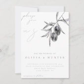 ウォーターエレガントカラーオリーブブランチ結婚式招待状 (正面)