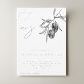 ウォーターエレガントカラーオリーブブランチ結婚式招待状