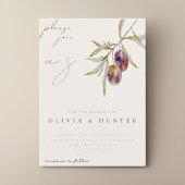 ウォーターエレガントカラーオリーブブランチ結婚式招待状