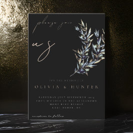 ウォーターエレガントカラーオリーブブランチ結婚式招待状