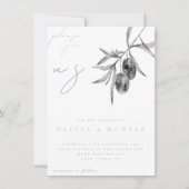 ウォーターエレガントカラーオリーブブランチ結婚式招待状 (正面)