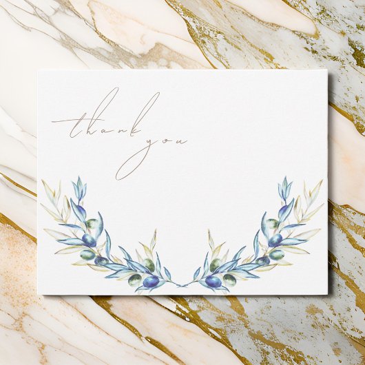 ウォーターエレガントカラーオリーブブランチ サンキューカード