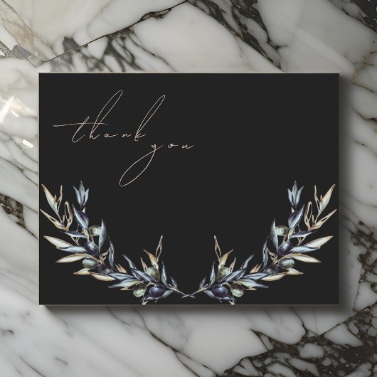 ウォーターエレガントカラーオリーブブランチ サンキューカード