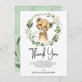 ウォーターエレガントカラージャングルグリーンリーベビーレオパード サンキューカード (正面/裏面)