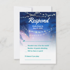 ウォーターエレガントカラーパームツリービーチ結婚式 出欠カード