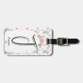 ウォーターエレガントカラーピンクのバラと蝶ラグ ラゲッジタグ (正面横)