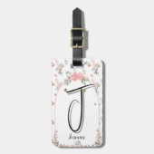 ウォーターエレガントカラーピンクのバラと蝶ラグ ラゲッジタグ (正面縦)