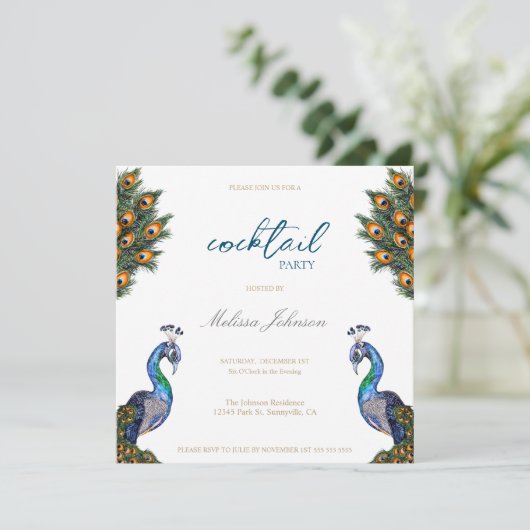 ウォーターエレガントカラーピーコックパーティー 招待状 (スタンド正面)