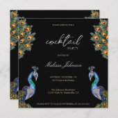 ウォーターエレガントカラーピーコックパーティー 招待状 (正面/裏面)