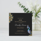 ウォーターエレガントカラーピーコック誕生日 招待状 (スタンド正面)