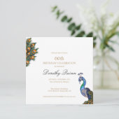 ウォーターエレガントカラーピーコック誕生日 招待状 (スタンド正面)