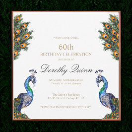 ウォーターエレガントカラーピーコック誕生日 招待状