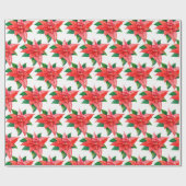 ウォーターエレガントカラーポインセチアフローラホリーホリデイ ラッピングペーパー (フラット)