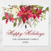 ウォーターエレガントカラーポインセティアホリデイ スパークリングワインラベル (シングルラベル)