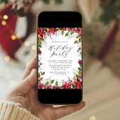 ウォーターエレガントカラーポインセティアホリデーパーティー 招待状