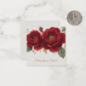 ウォーターエレガントカラーレッドローゼズウィズゴールデングリッター ノートカード (正面/裏面インサイチュ)