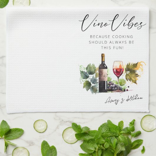 ウォーターエレガントカラーヴィノヴィベスヴィネヤード引用文 キッチンタオル (折り畳み)