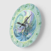 ウォーターエレメントフェアリーファンタジーアートクロック ラージ壁時計 (傾斜)