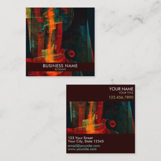 ウォーターオレンジレッドブルーモダン抽象芸術プロフェッショナル スクエア名刺 (正面/裏面)