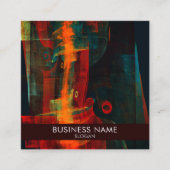 ウォーターオレンジレッドブルーモダン抽象芸術プロフェッショナル スクエア名刺 (正面)