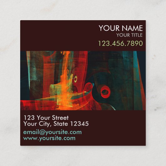 ウォーターオレンジレッドブルーモダン抽象芸術プロフェッショナル スクエア名刺 (裏面)