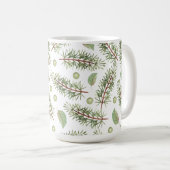 ウォーターカシンプルラーグリーンリーフクリスマスホリデーWra コーヒーマグカップ (正面右)