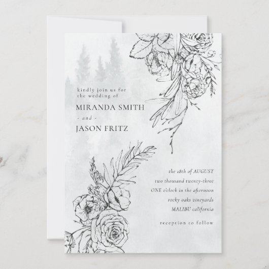 ウォーターカモダンラーウッズマウンテン結婚ズ 招待状 (正面)