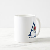 ウォーターカラフルカラーズブーケカスタムモノグラム コーヒーマグカップ (正面右)