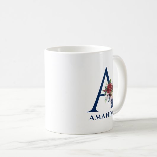 ウォーターカラフルカラーズブーケカスタムモノグラム コーヒーマグカップ (正面右)