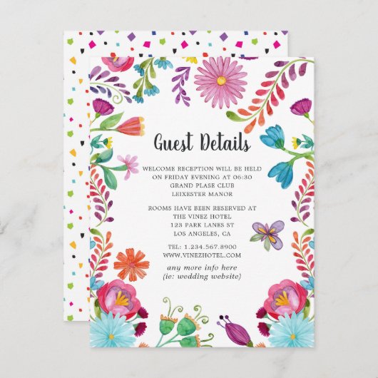 ウォーターカラフルカラーフローラフィエスタゲスト詳細 エンクロージャーカード (正面/裏面)