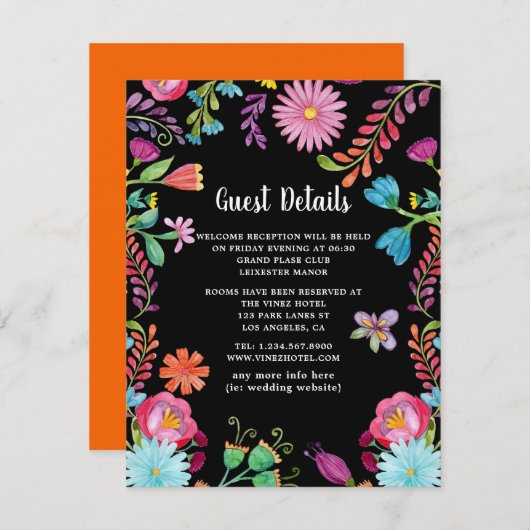 ウォーターカラフルカラーフローラフィエスタゲスト詳細 エンクロージャーカード (正面/裏面)