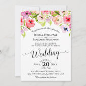 ウォーターカラフルカラーワイルドフラワー春の結婚式 招待状 (正面)