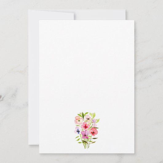 ウォーターカラフルカラーワイルドフラワー春の結婚式 招待状 (裏面)