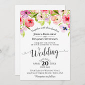 ウォーターカラフルカラーワイルドフラワー春の結婚式 招待状 (正面/裏面)