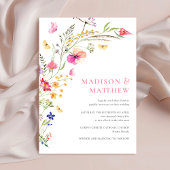 ウォーターカラフルカラーワイルドフラワー結婚式招待状 招待状