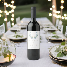 ウォーターカラモダンーオリーブブ結婚ランチ ワインラベル