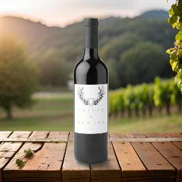 ウォーターカラモダンーオリーブブ結婚ランチ ワインラベル