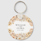 ウォーターカラモダンーピーニーパステルフローラ結婚ズ キーホルダー (裏面)