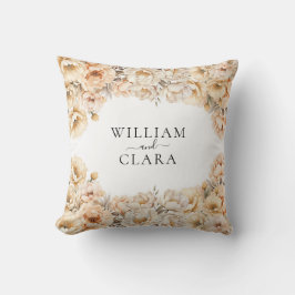 ウォーターカラモダンーピーニーパステルフローラ結婚ズ クッション