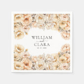 ウォーターカラモダンーピーニーパステルフローラ結婚ズ スタンダードカクテルナプキン (正面)