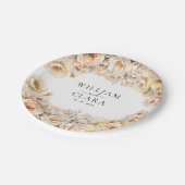 ウォーターカラモダンーピーニーパステルフローラ結婚ズ ペーパープレート (アングル)