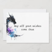 ウォーターカラーお洒落ドラゴン誕生日 カード (裏面)