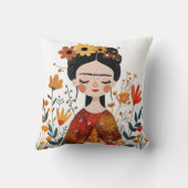 ウォーターカラーお洒落フリダカホイラストレーション クッション (裏面)