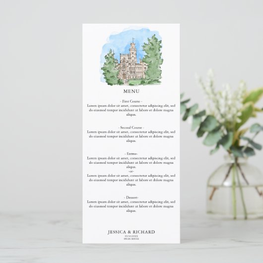 ウォーターカラーお洒落ヴェニュシャトーイラストレーション メニュー (スタンド正面)