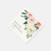 ウォーターカラーかわいらしガーデンフラワーズ春の結婚式 スタンダードカクテルナプキン (角)